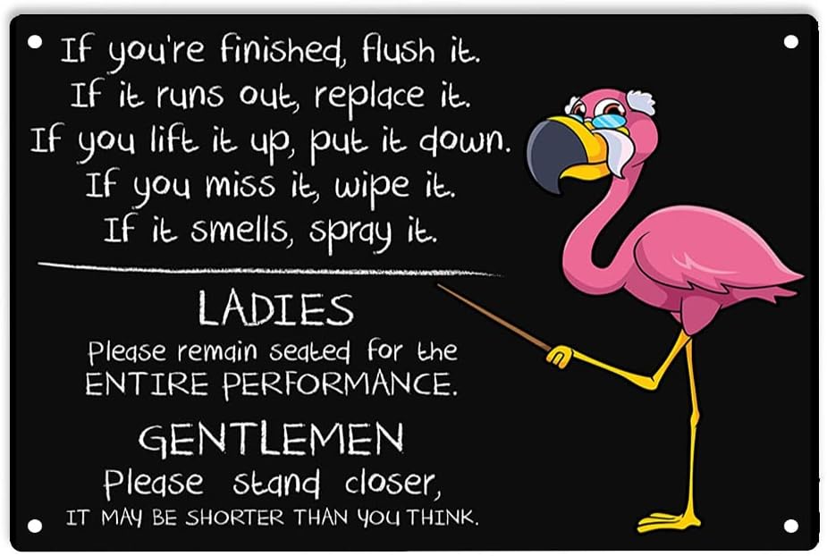 Home Bathroom Rules - 1p,ERMUHEY Pink Flamingo Bathroom Rules Sign