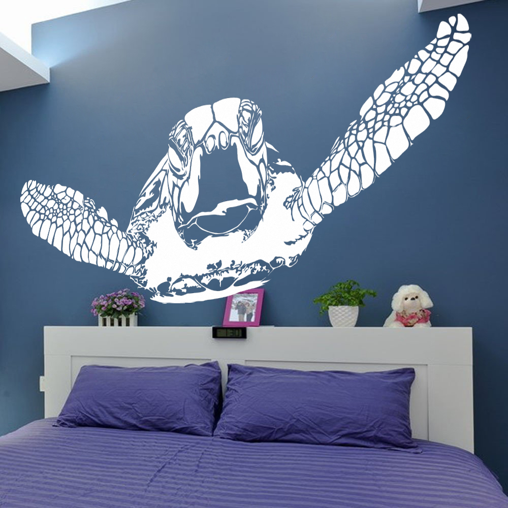 Home Bathroom Floor Tiles - Huge Sea Turtle Ocean Animal Wall