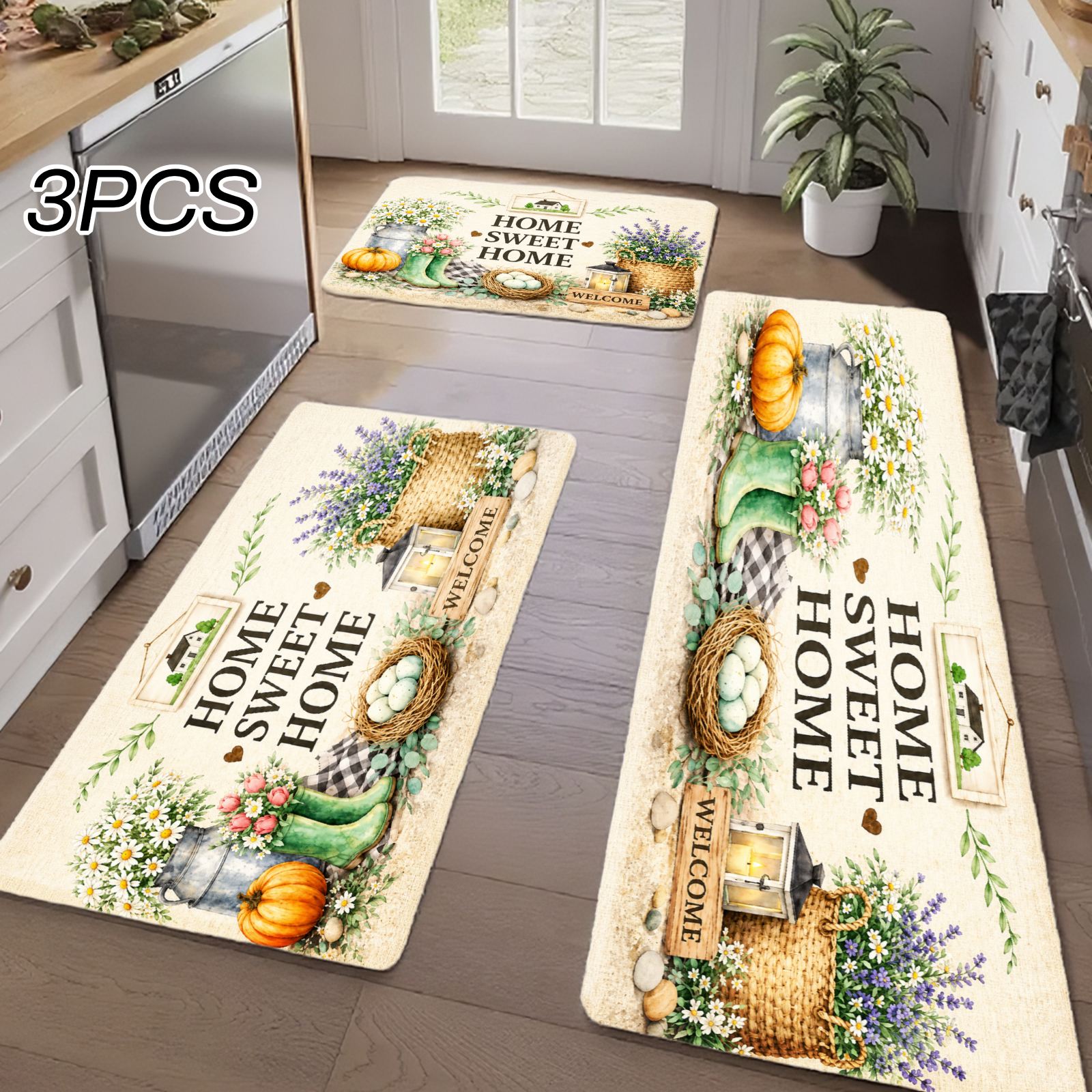 3PC Kitchen Rugs,Home Decorati - Home Bathroom Scene 评论和价格