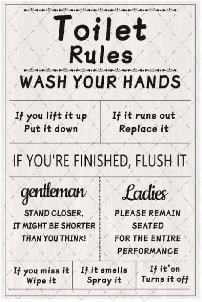 Cusde Toilet Rules Metal Tin S - Home Bathroom Rules 评论和价格