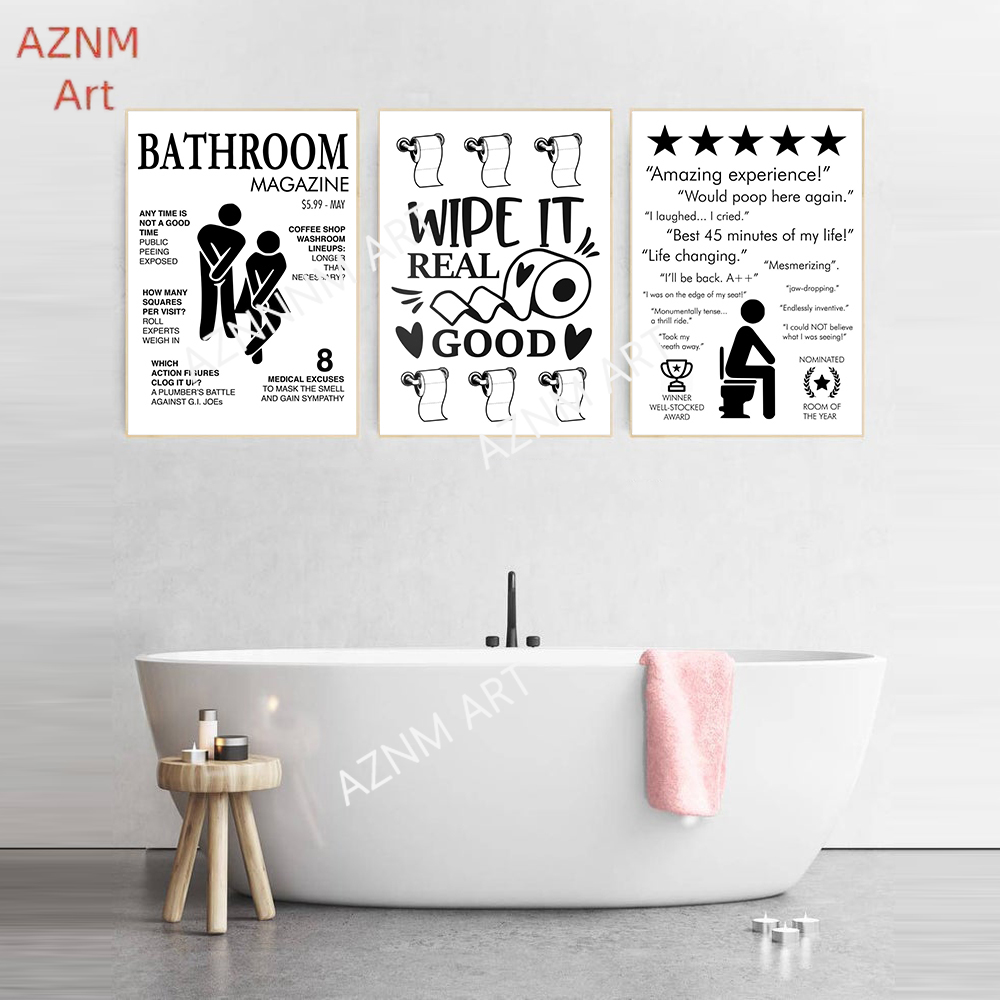 Wall Art Canvas Painting Funny - Home Bathroom Rules 评论和价格
