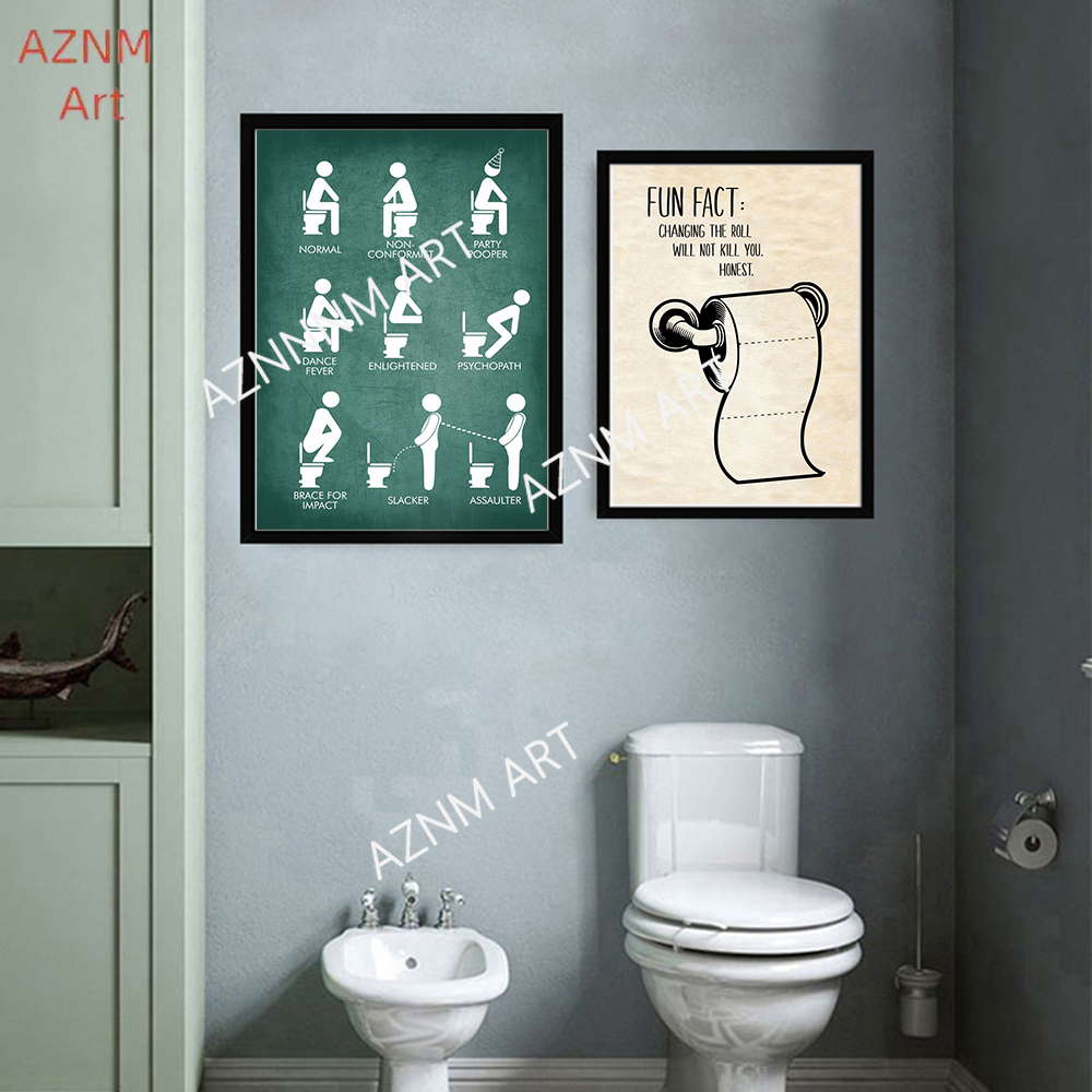 Wall Art Canvas Painting Funny - Home Bathroom Rules 评论和价格