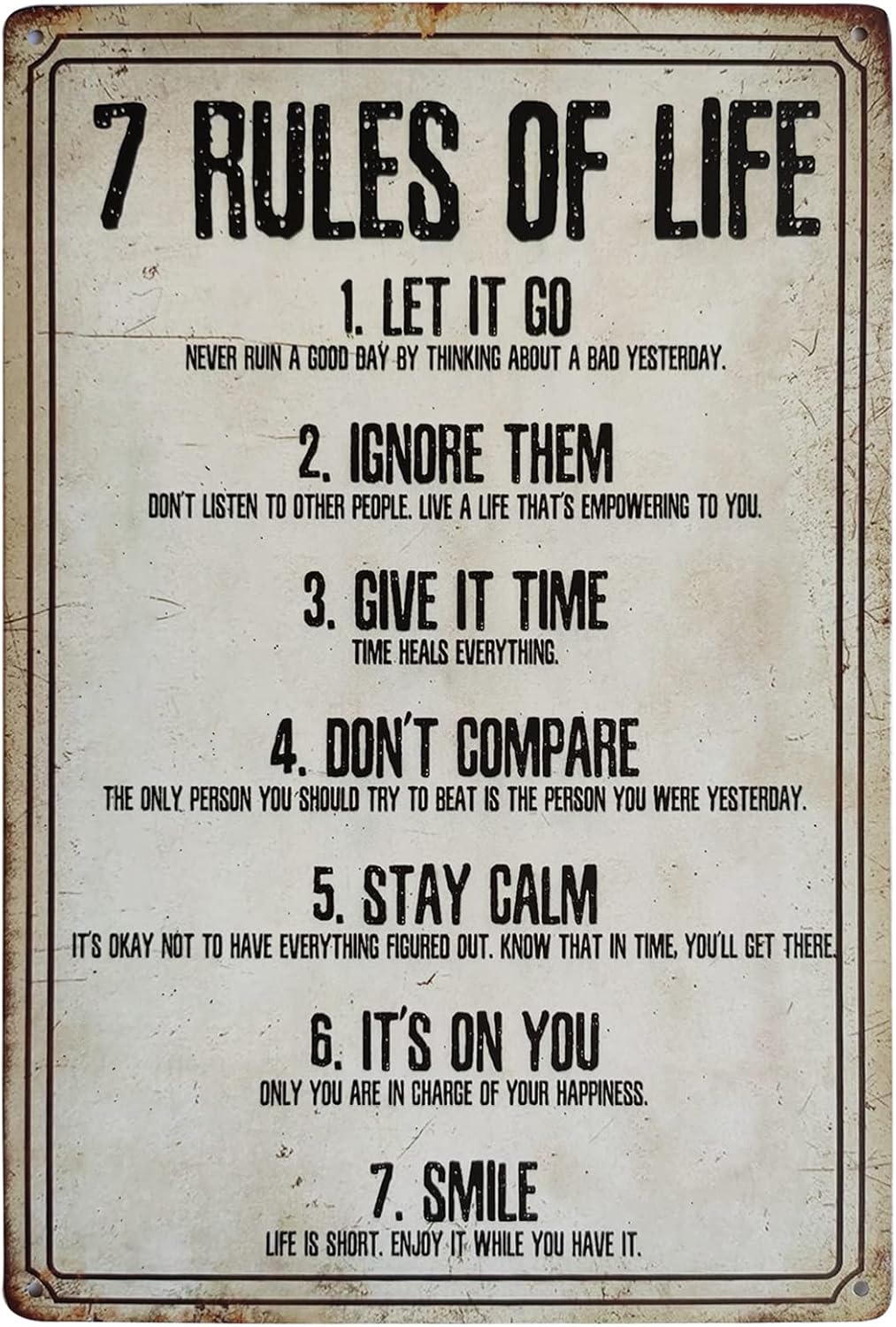 7 Rules of Life Vintage Metal  - Home Bathroom Rules 评论和价格