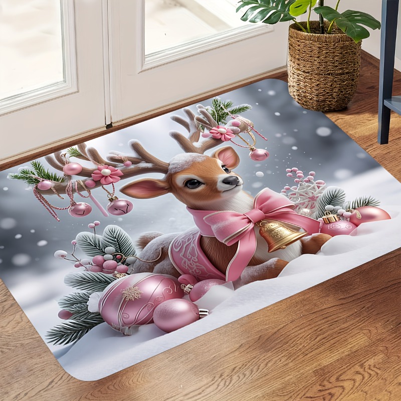 Pink Christmas Reindeer Flanne - Home Bathroom Scene 评论和价格