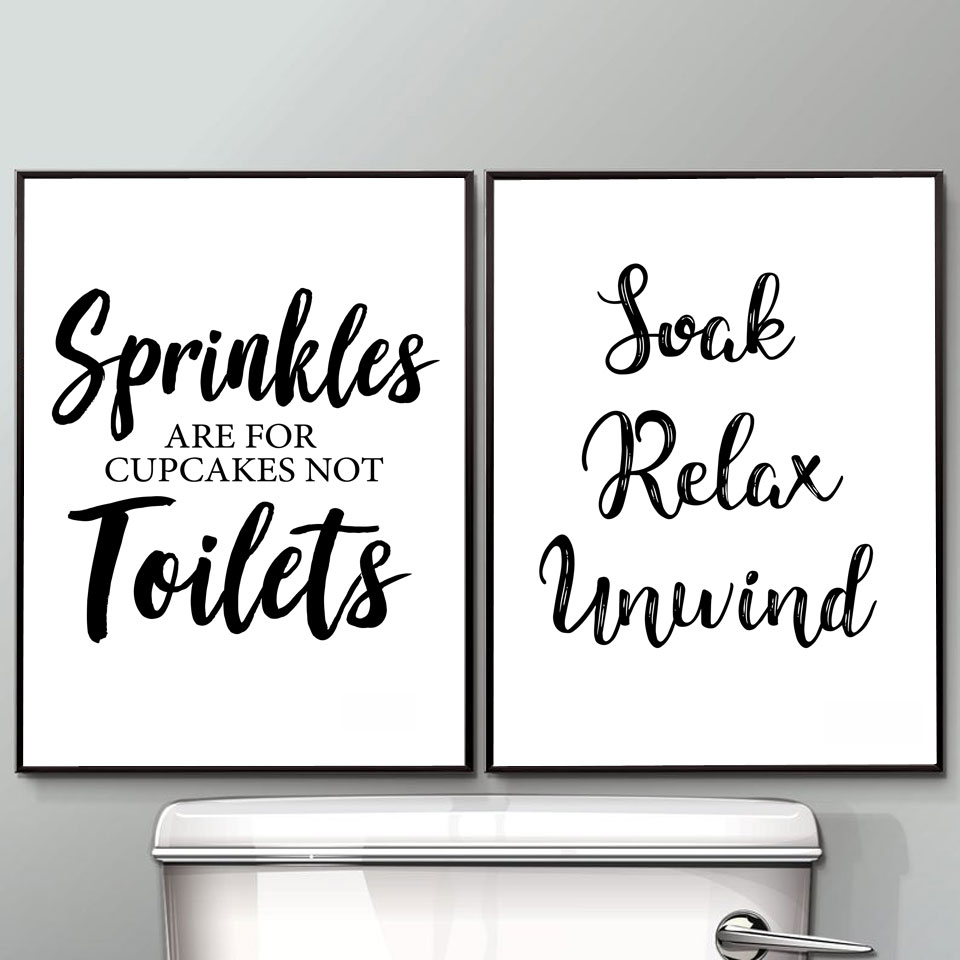 Wall Art Canvas Painting Funny - Home Bathroom Rules 评论和价格