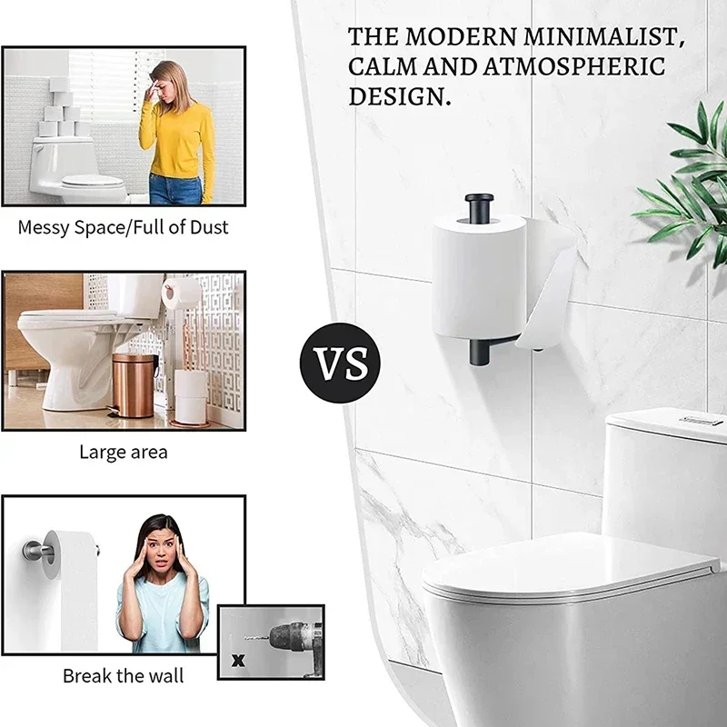 Black Self Adhesive Toilet Pap - Home Bathroom Paper Towel Holder 评论和价格