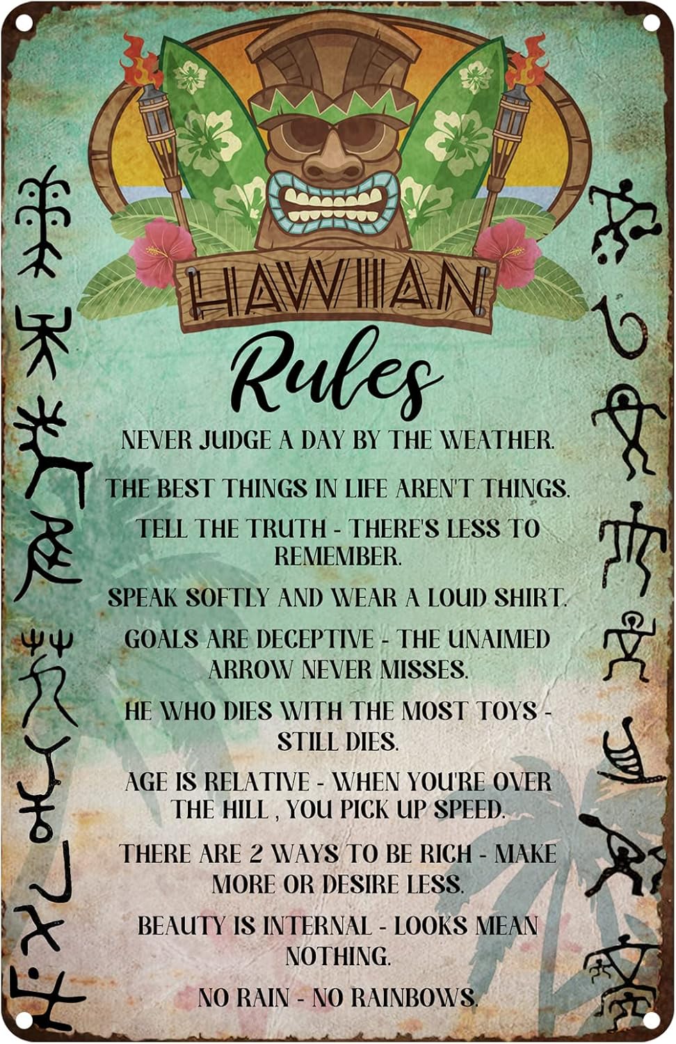 Vintage Tin Sign Hawaiian Rule - Home Bathroom Rules 评论和价格