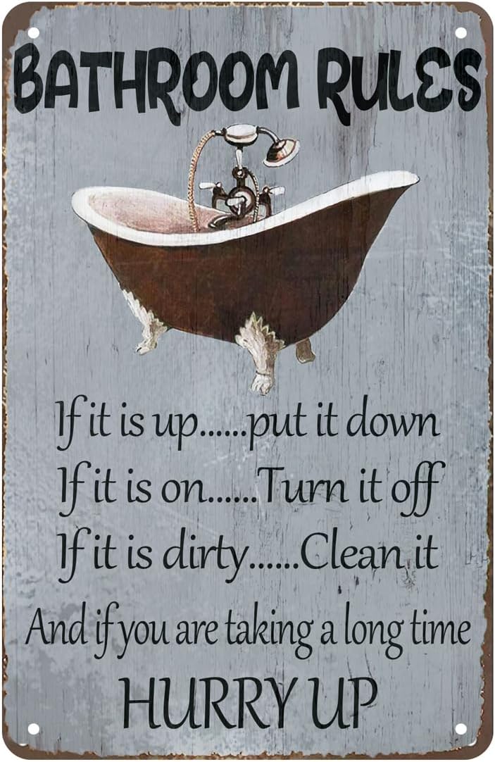 Bathroom Rules Sign Funny Retr - Home Bathroom Rules 评论和价格