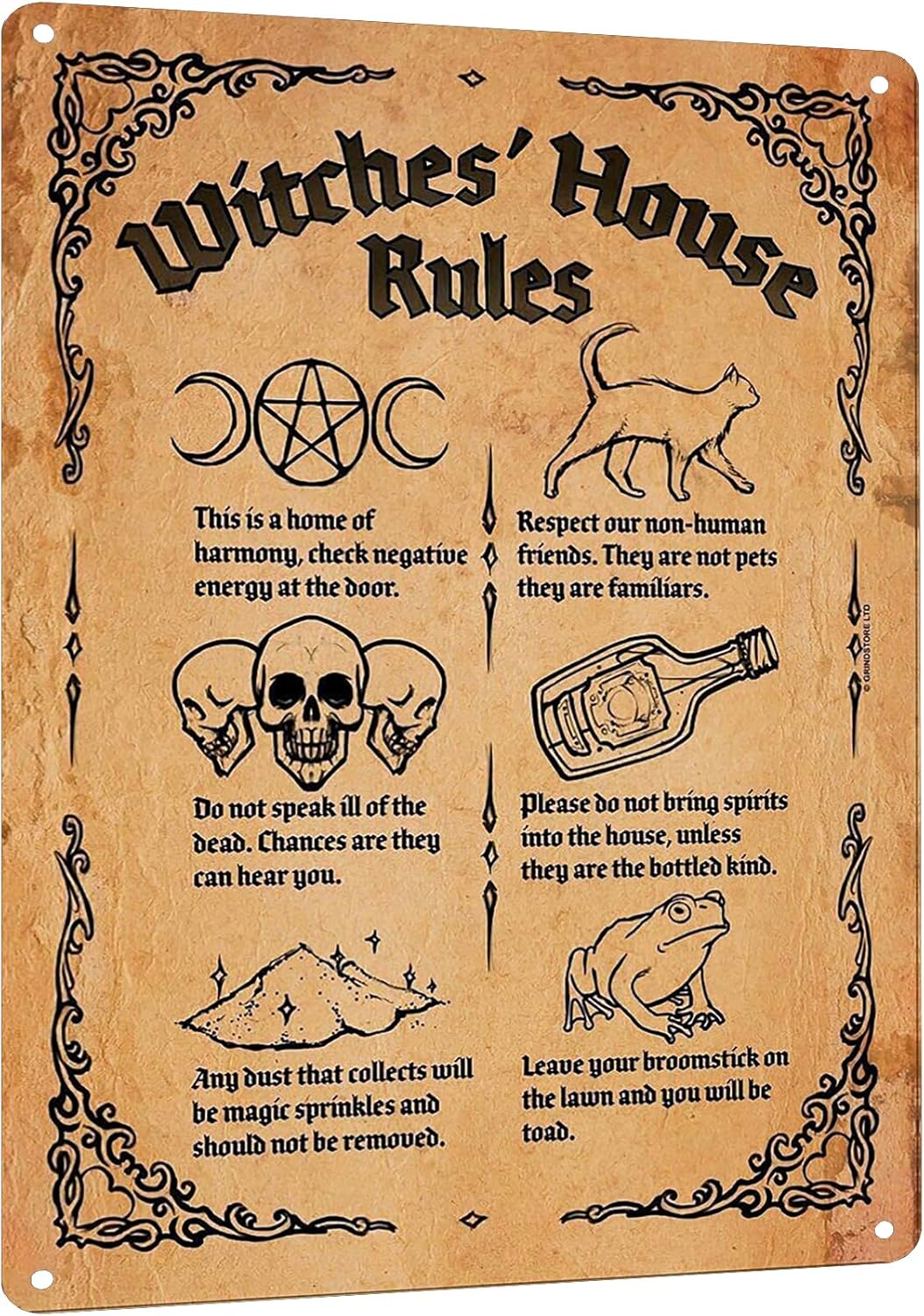Y1, Witch;s House Rules Metal  - Home Bathroom Rules 评论和价格