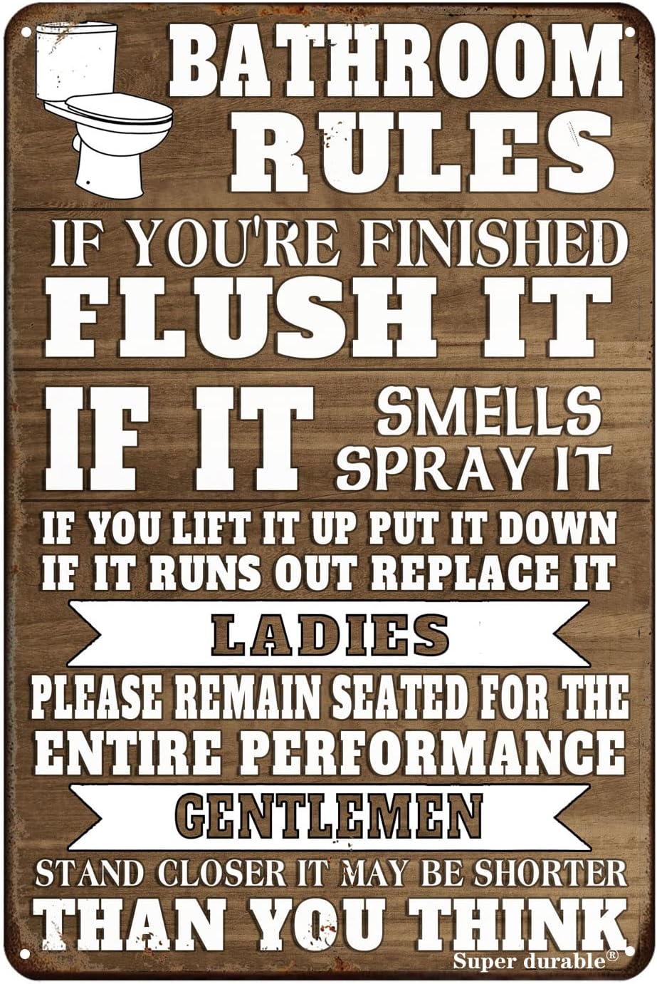 Funny Bathroom Rules Metal Tin - Home Bathroom Rules 评论和价格