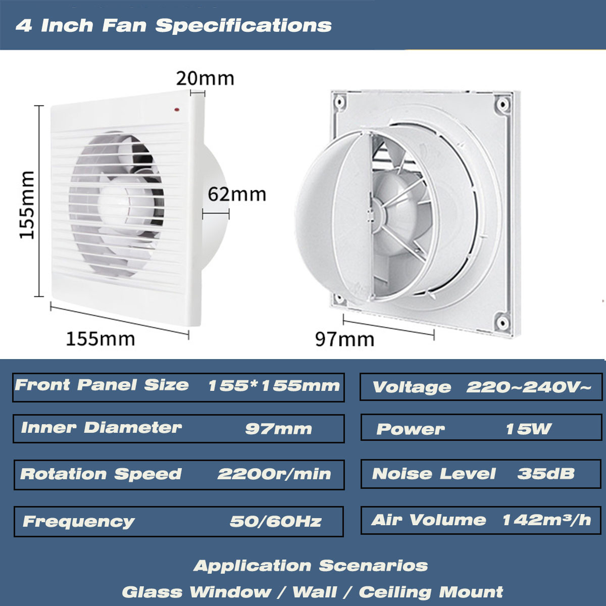 4 Inch Silent Window Mount Exh - Home Bathroom Vent 评论和价格