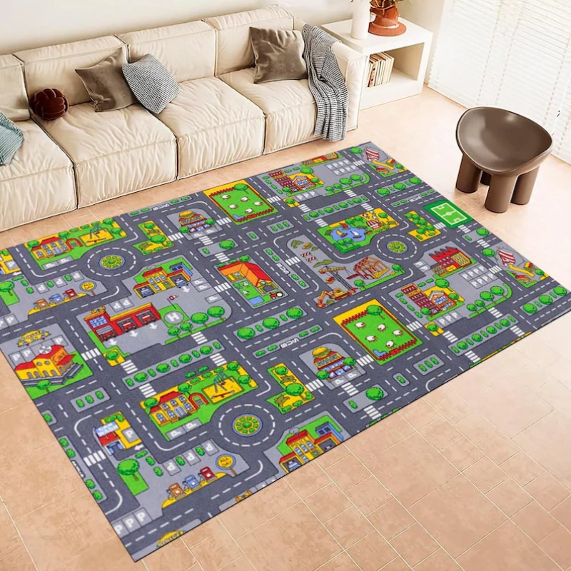 Cartoon City Street Traffic Ma - Home Bathroom Layout 评论和价格