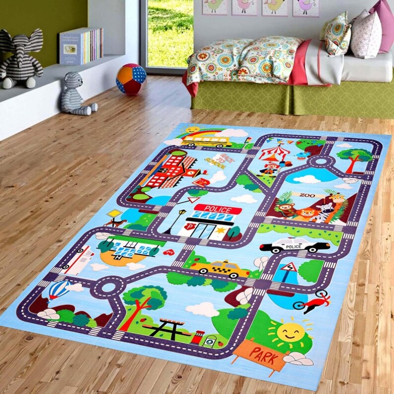 Cartoon City Street Traffic Ma - Home Bathroom Layout 评论和价格