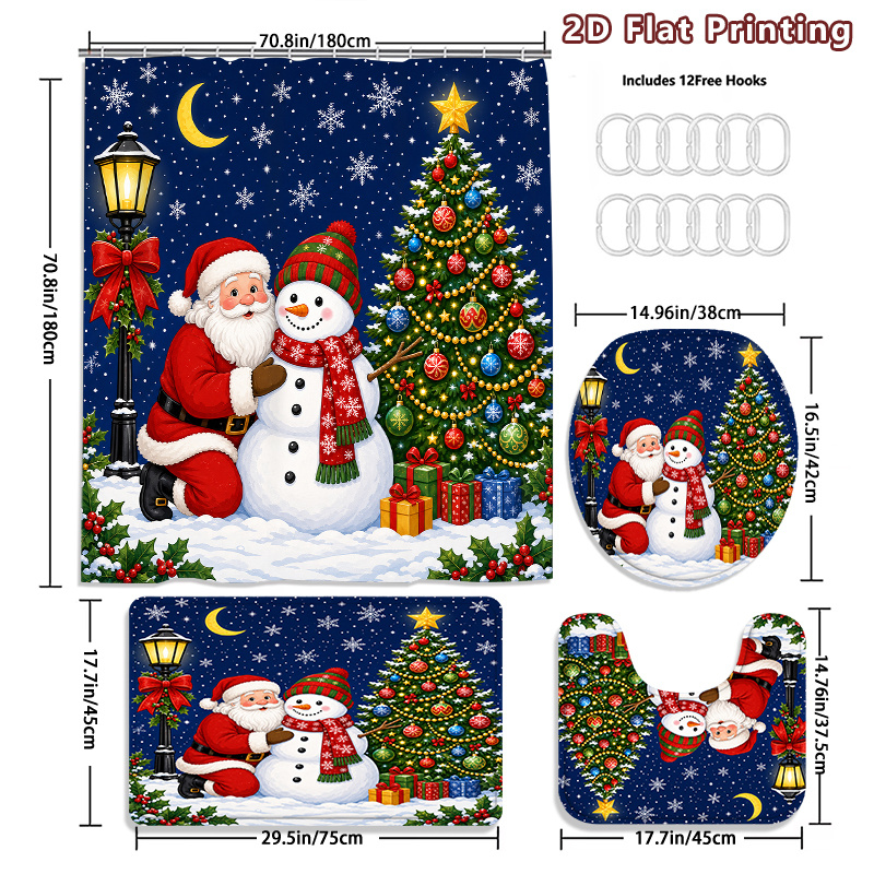 2D Flat, 2D Flat 4pcs Christma - Home Bathroom Scene 评论和价格