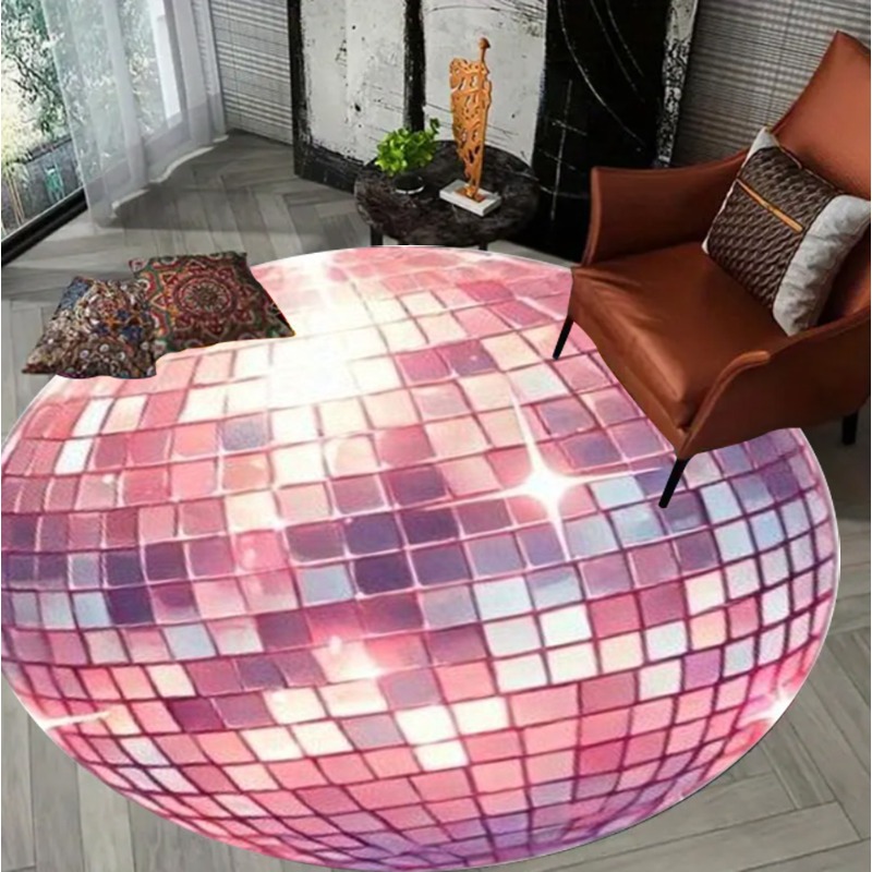 Colorful Square Pattern Round  - Home Goods Bathroom Rugs 评论和价格