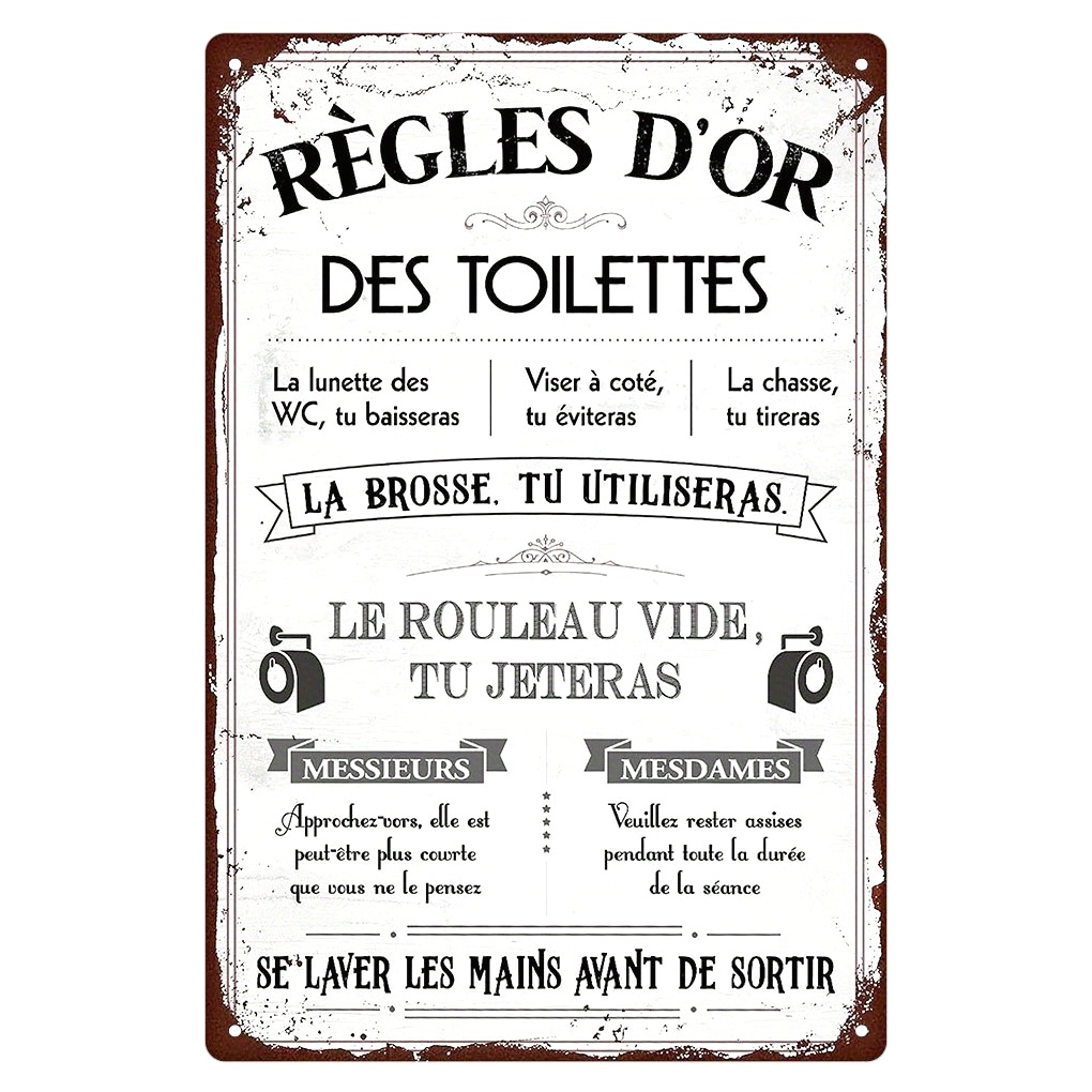 Funny French Quote Metal Toile - Home Bathroom Rules 评论和价格