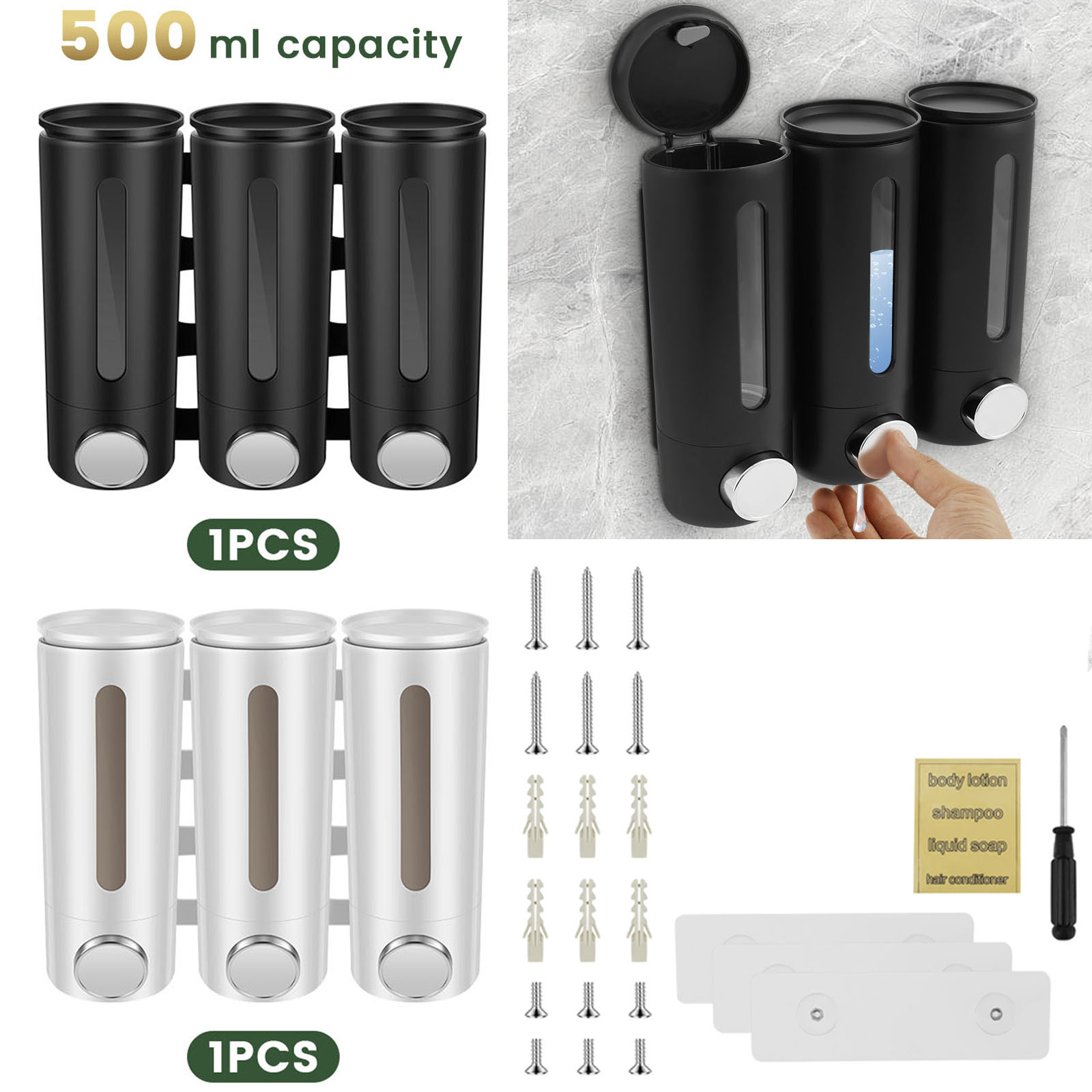 500ml Wall Mounted Bathroom Li - Home Bathroom Wall Soap Dispenser 评论和价格