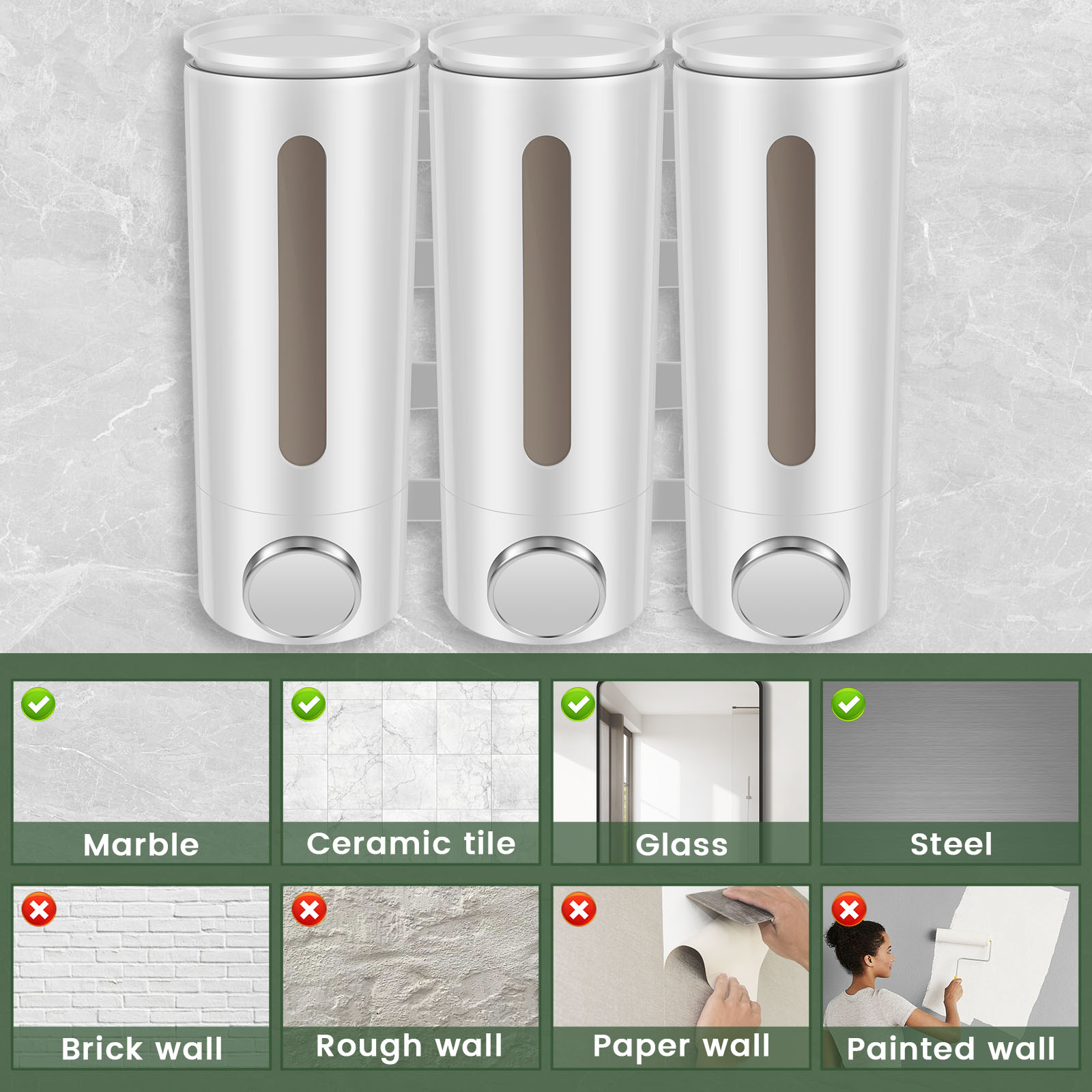 500ml Wall Mounted Bathroom Li - Home Bathroom Wall Soap Dispenser 评论和价格